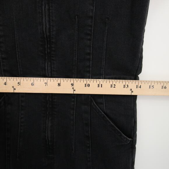 Free People We The Free Jayde Flare Jumpsuit Black Mamba NWT Denim Size M - Picture 6 of 13